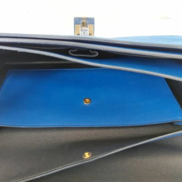 Celine large case flap suede chain shoulder bag in Royal Blue - Picture 6 of 6